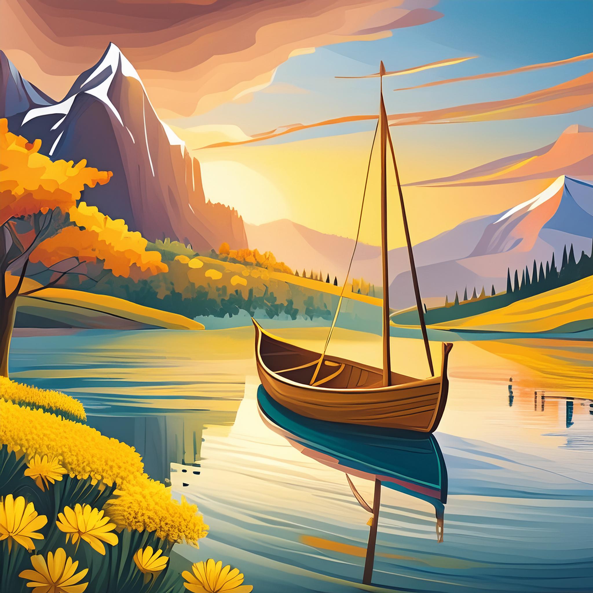 Bohu styled art image with boat