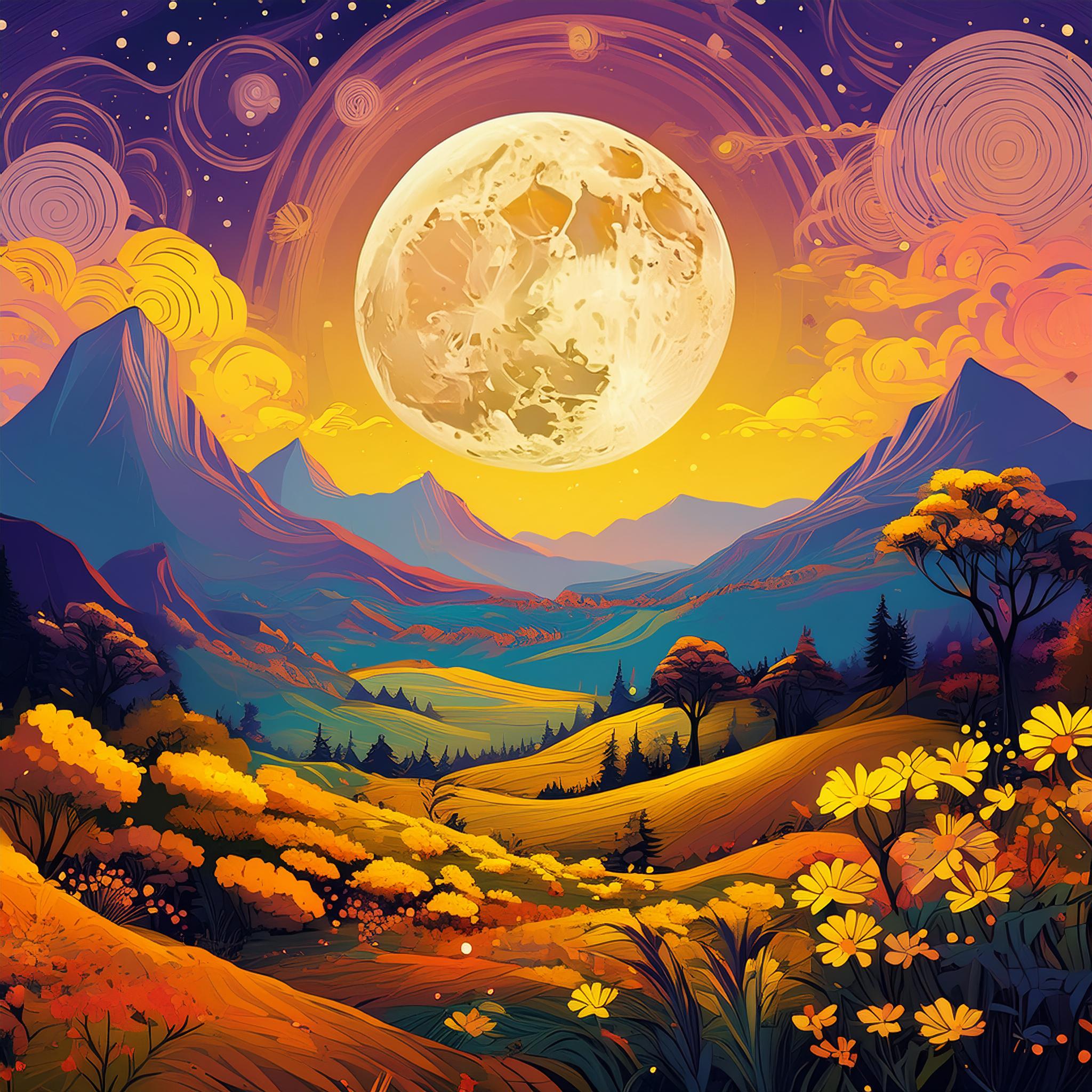 Bohu styled art image with moon