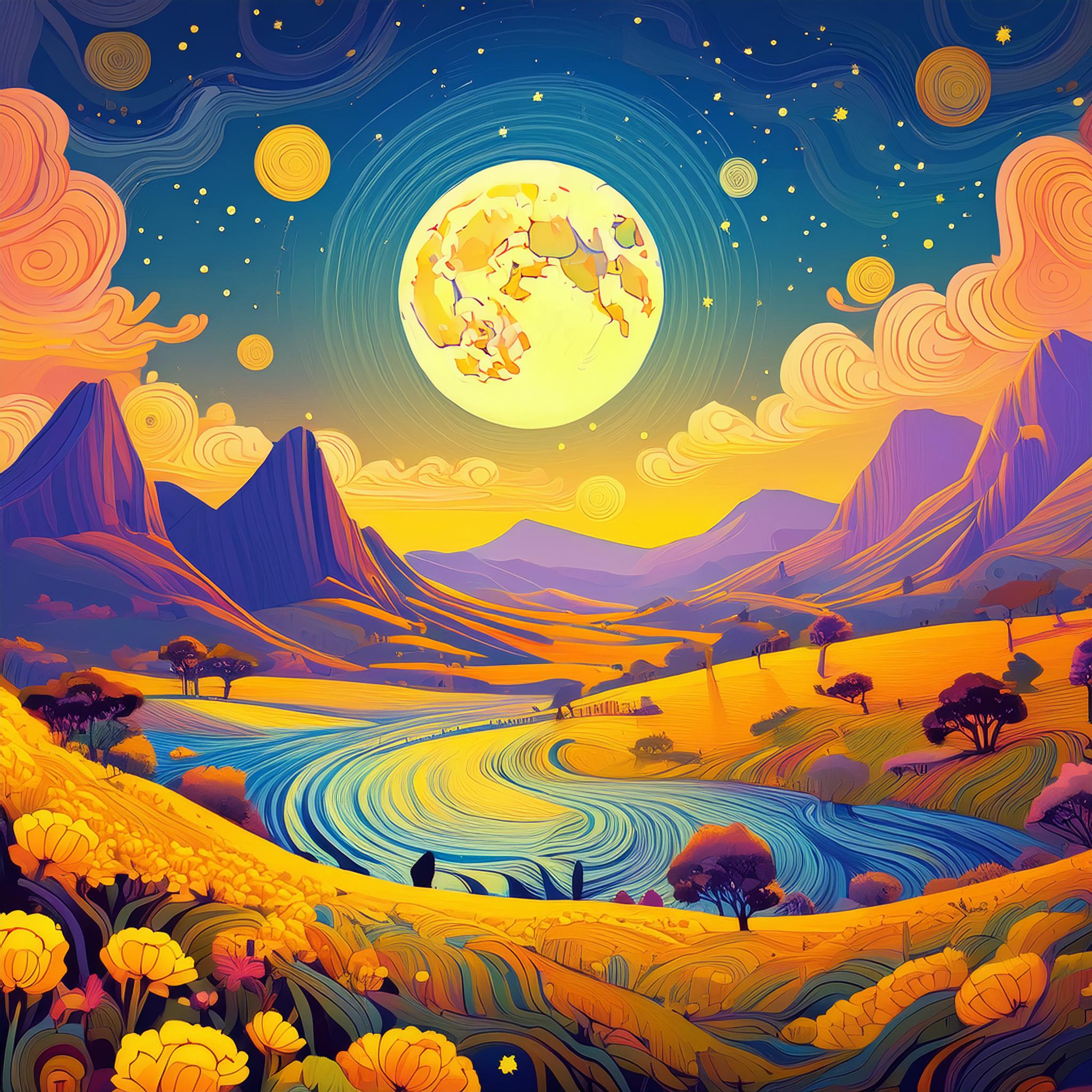 Bohu styled art image with moon