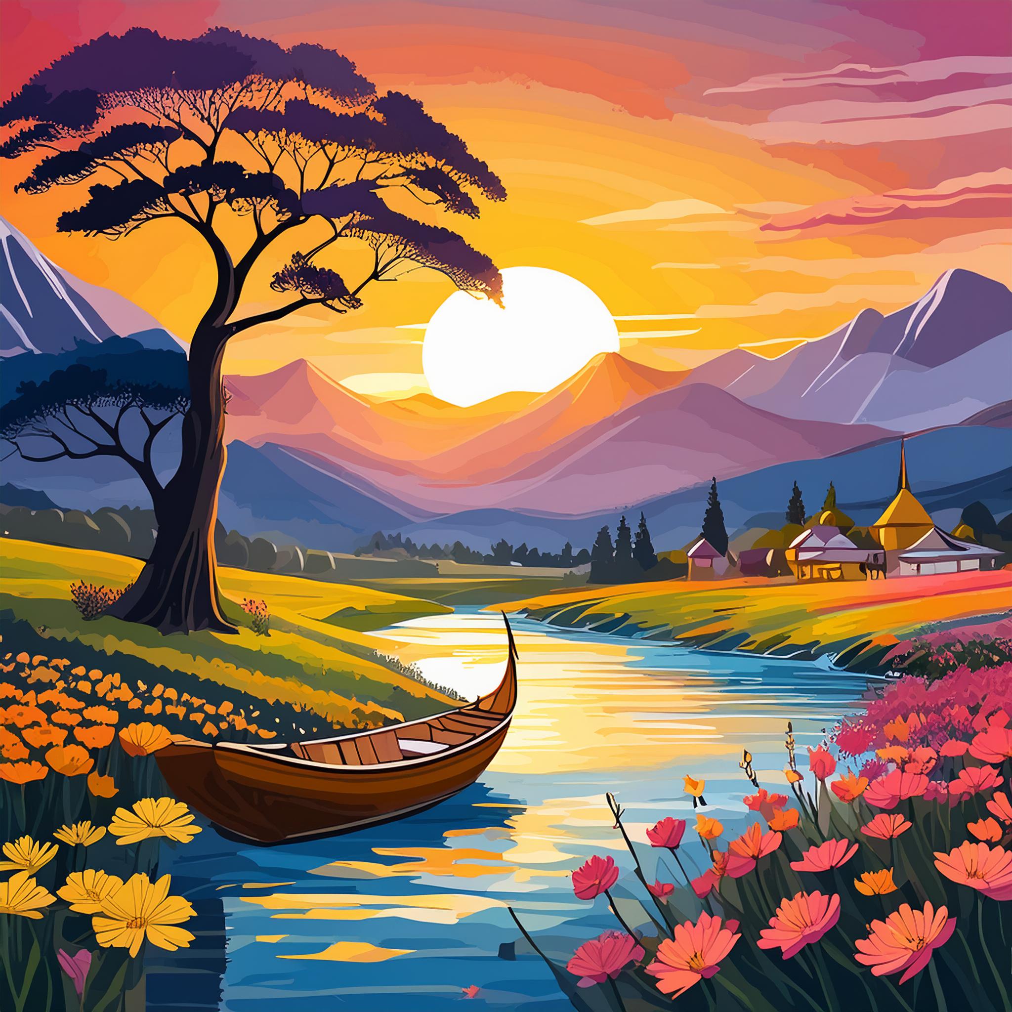 Bohu styled art image with river