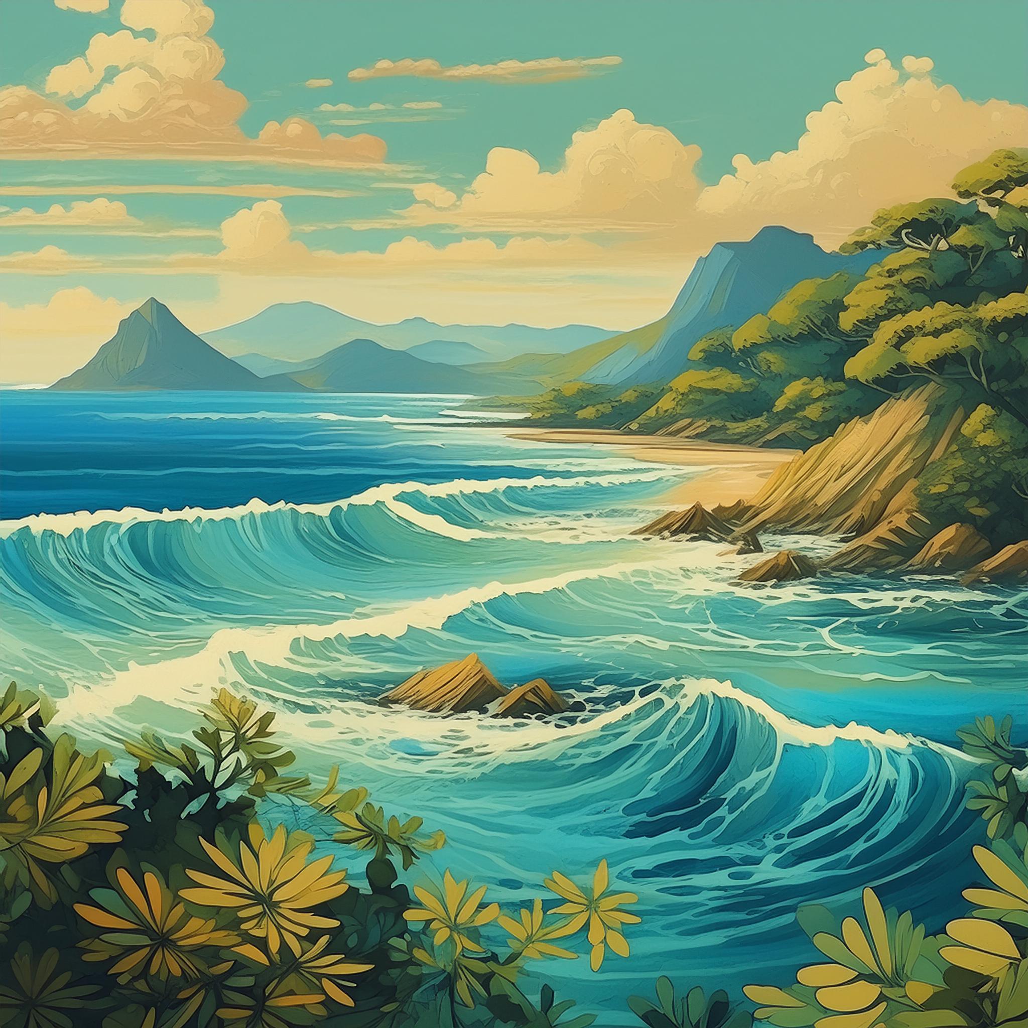 ocean in the summer natural Bohu art